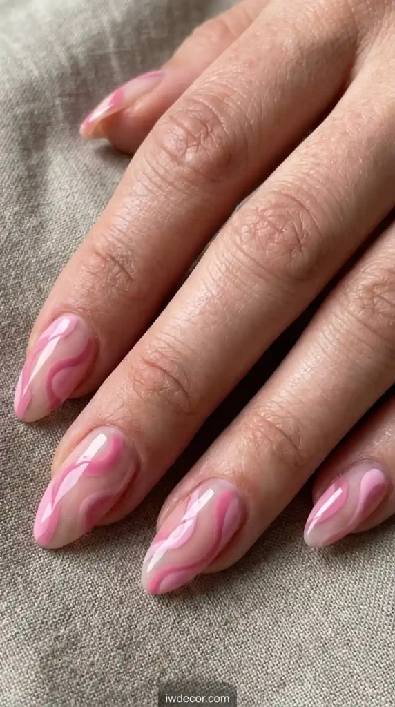 Abstract Pink Swirls Almond