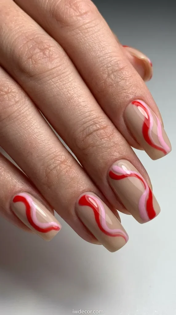 Abstract Red and Pink Swirls