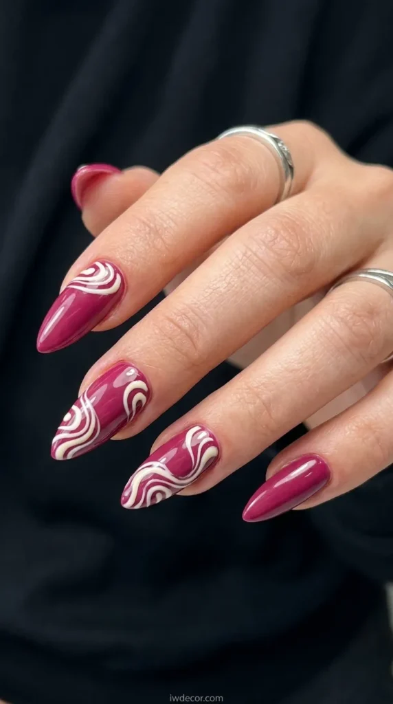 Berry Swirl Stiletto Nails