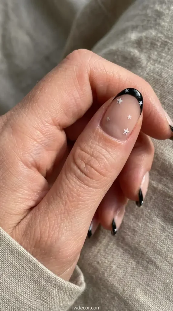 Black Micro-Tips with Tiny Stars