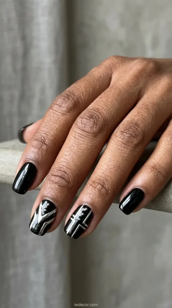 Black & Silver Metallic