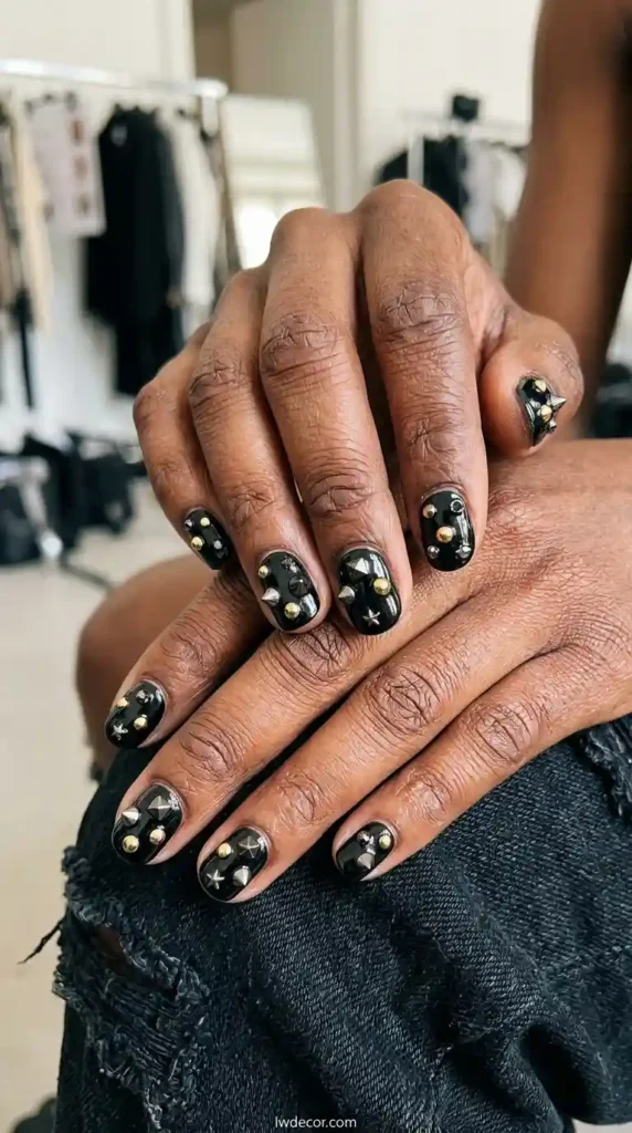 Black Studded Nails