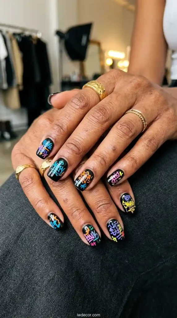 Black with Graffiti Art