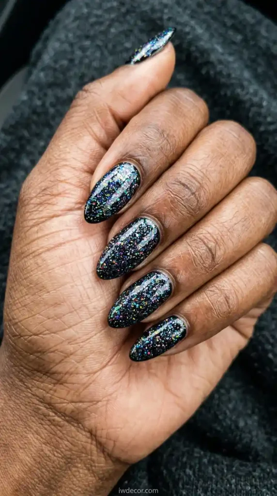 Black with Holographic Glitter