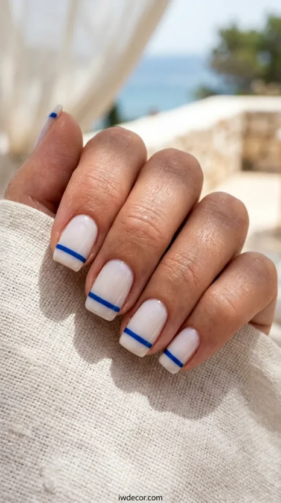 Blue and White Graphic Lines