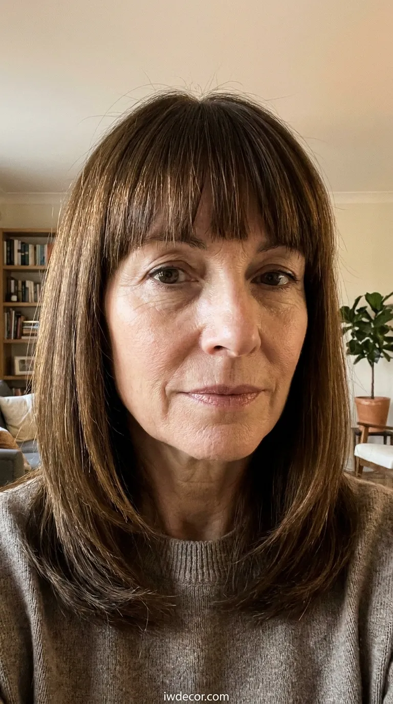 Blunt-Cut Bangs with Straight Layers