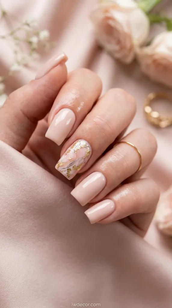 Blush Marble & Gold Leaf