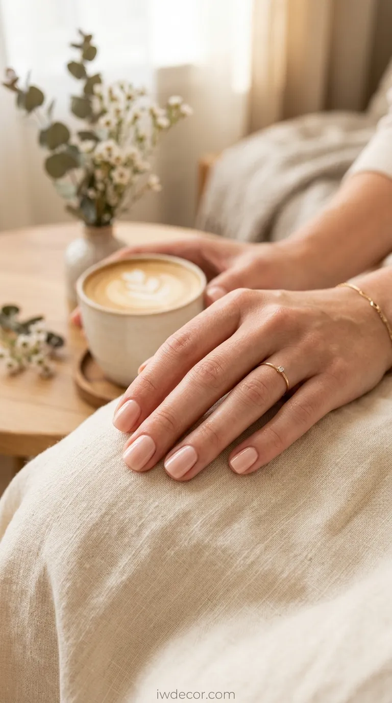 Blush and Cream Minimalist Nails