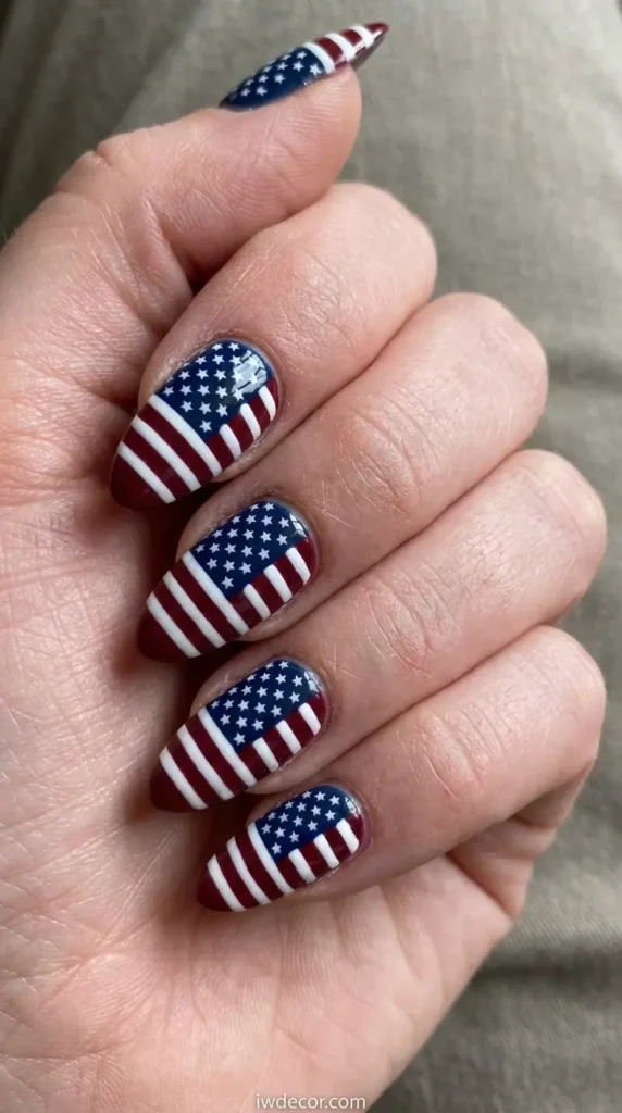 Bold Almond Flag Manicure