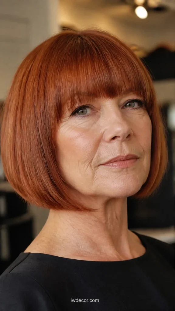 Bold Blunt Bob with Full Bangs