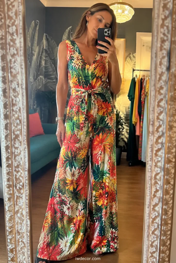 Bold Patterned Wide-Leg Jumpsuit