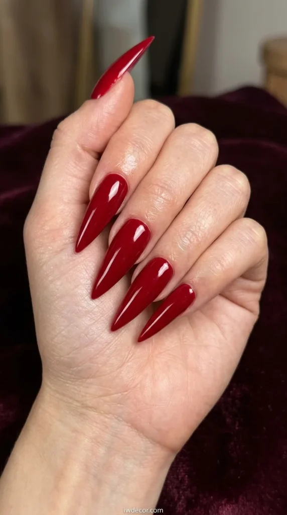 Bold Red Stiletto Nails