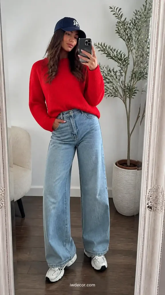 Bold Sweater & Relaxed Denim