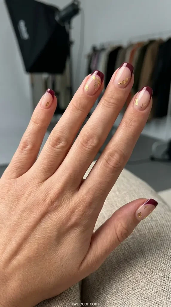 Burgundy French with Gold Foil