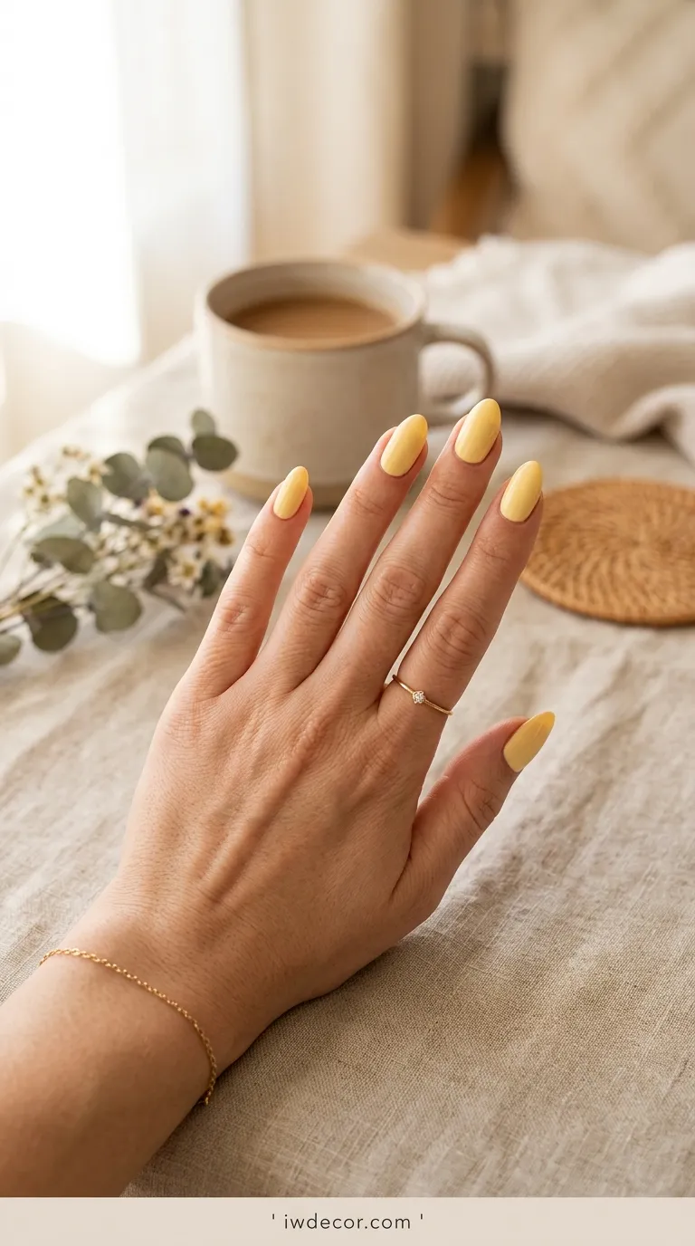 Butter Yellow Minimalist Nails