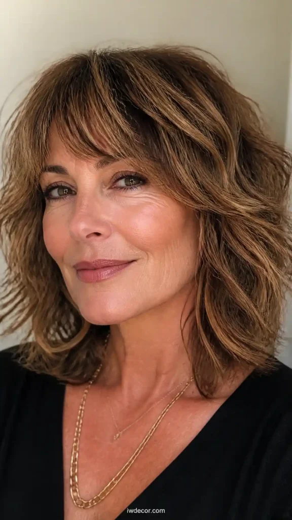 Caramel Highlighted Wavy Shag