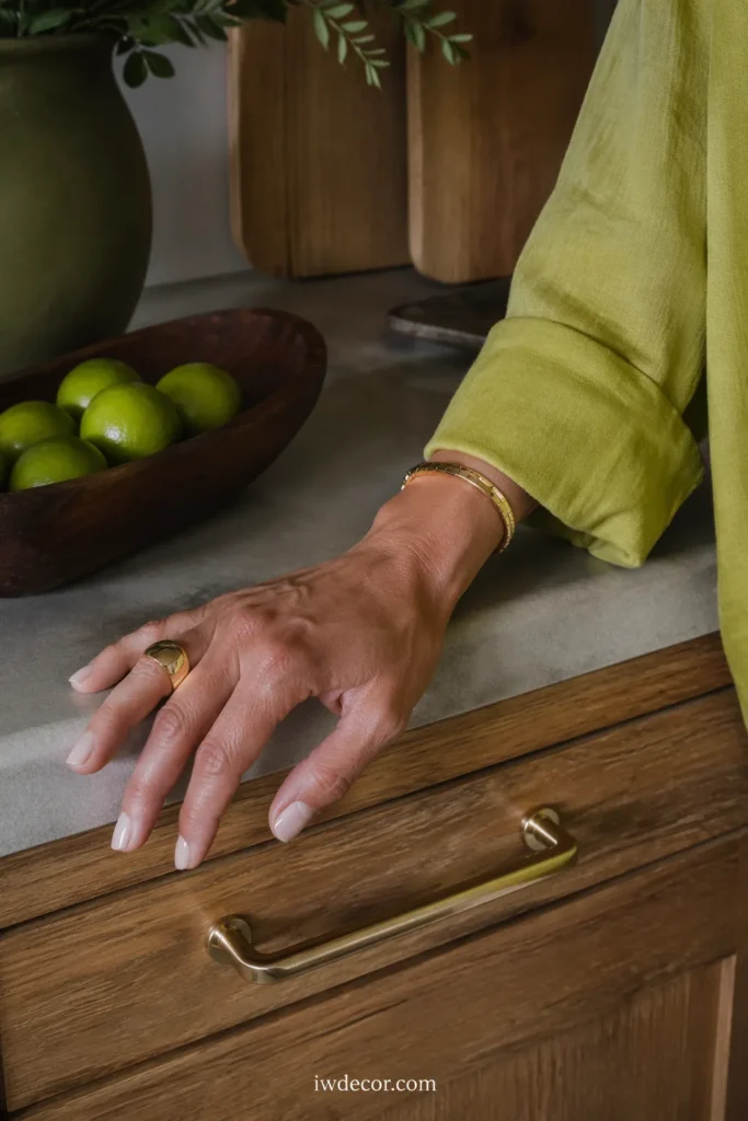 Chartreuse Green Accents in a Natural Wood Kitchen