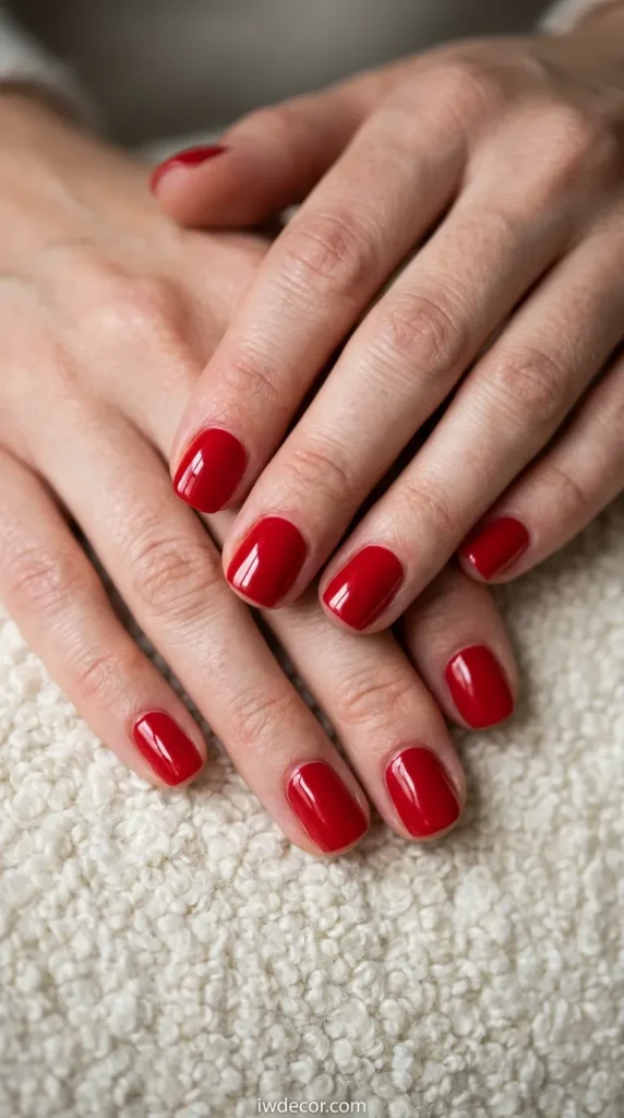 Cherry Red Short Nails