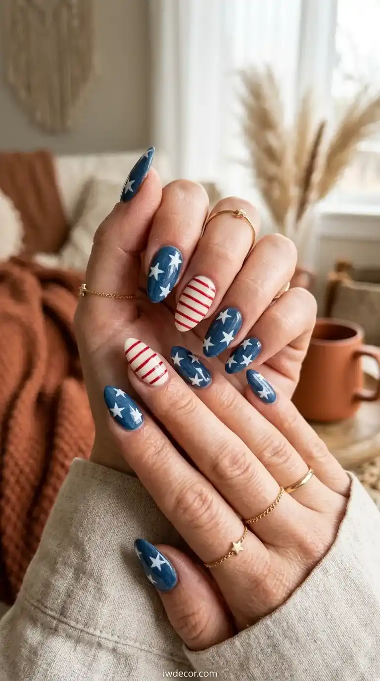 4th of july star nails