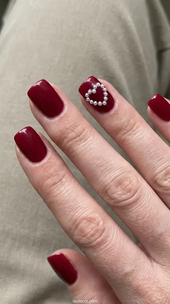 Classic Velvety Red with Pearl Hearts