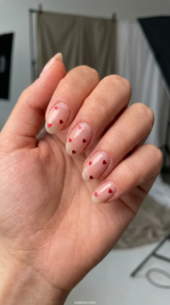 Clear Base with Floating Red Hearts