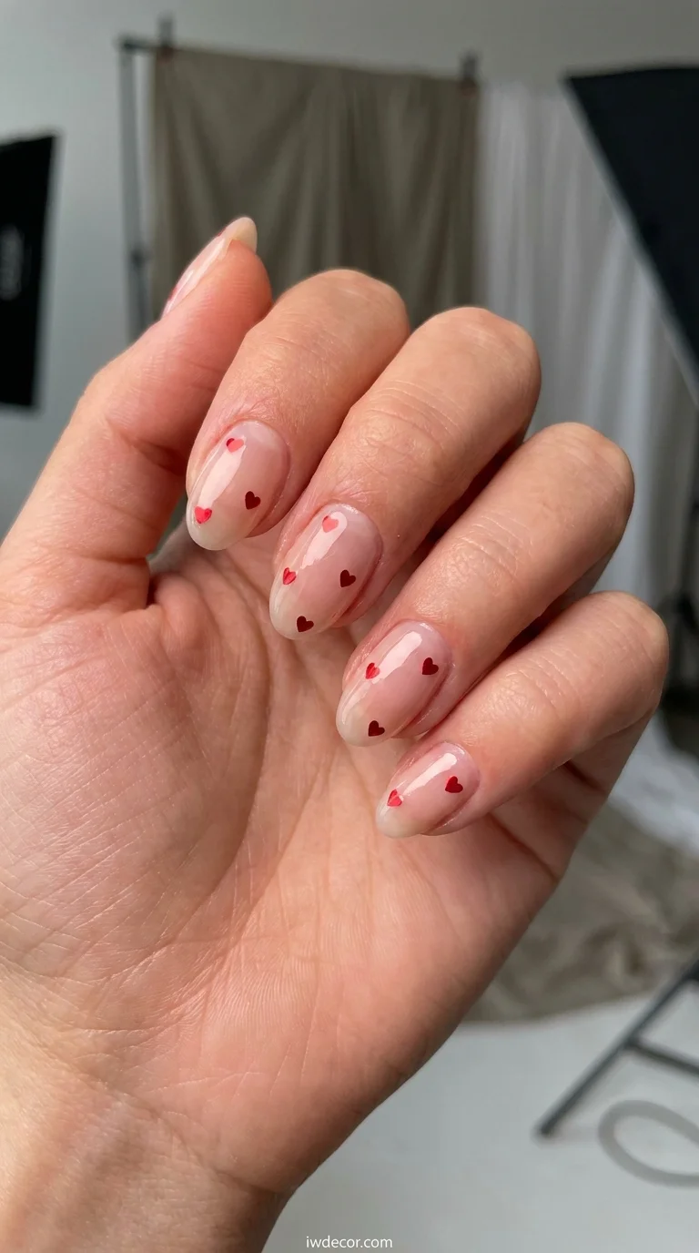 Clear Base with Floating Red Hearts