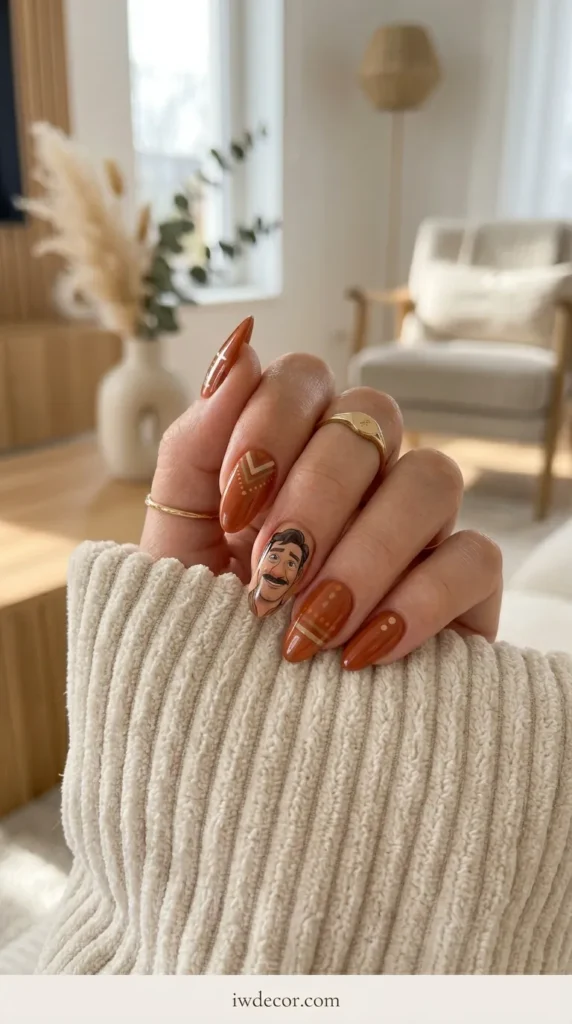 Cleveland Brown Retro Nails
