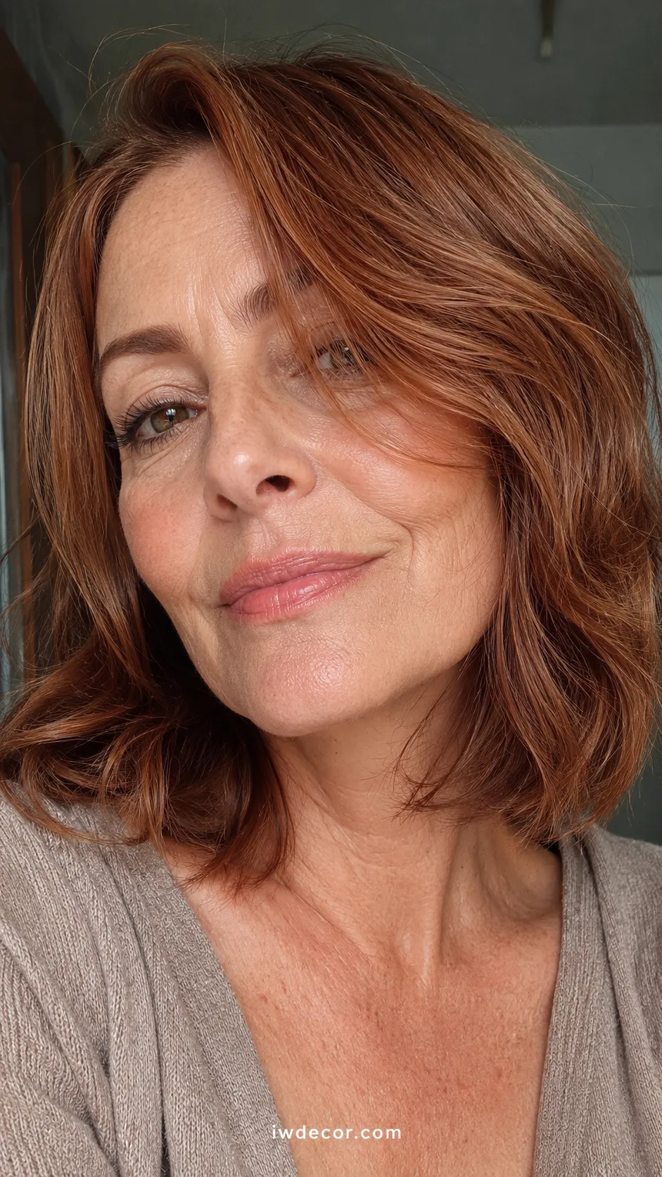Collarbone Cut with Soft Auburn Color