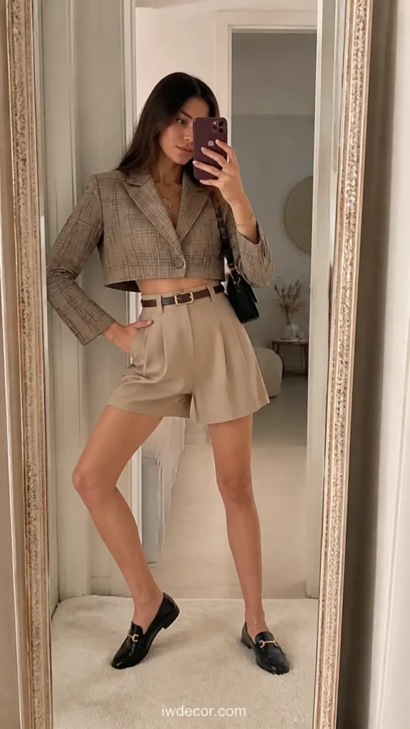 Cropped Blazer & High-Waist Shorts