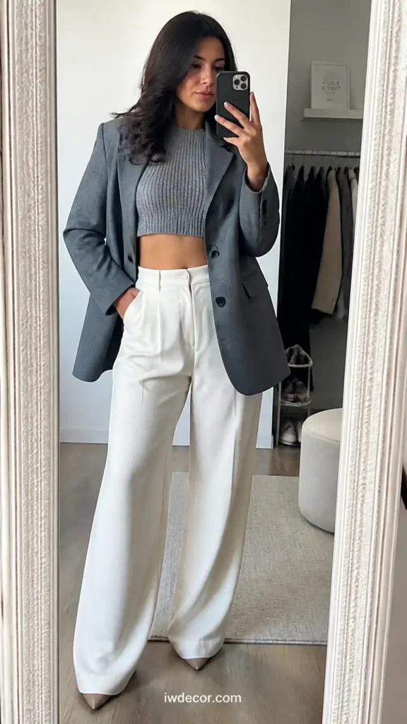 Cropped Knit & White Wide-Legs