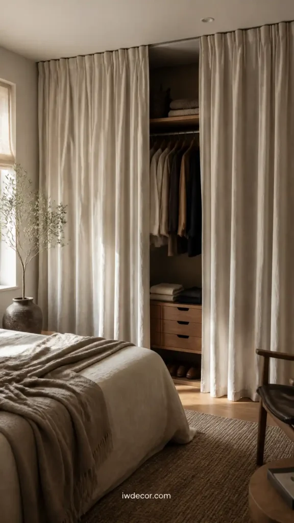 Curtained Wardrobe Closets