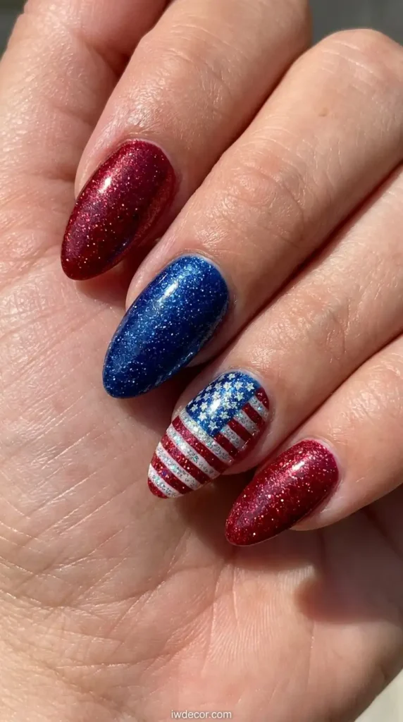 Dazzling Almond Glitter Flag