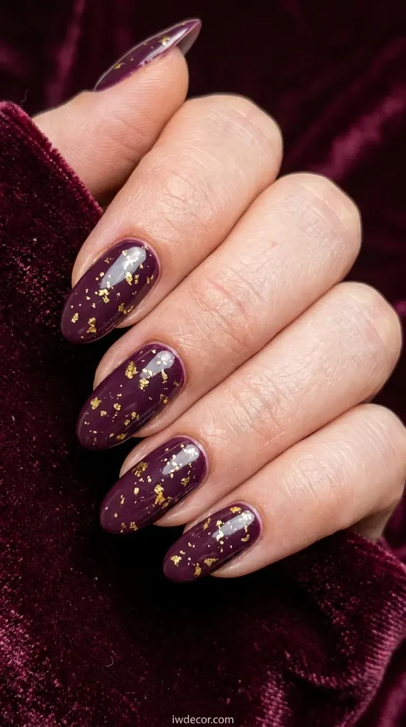 Deep Plum with Gold Flakes