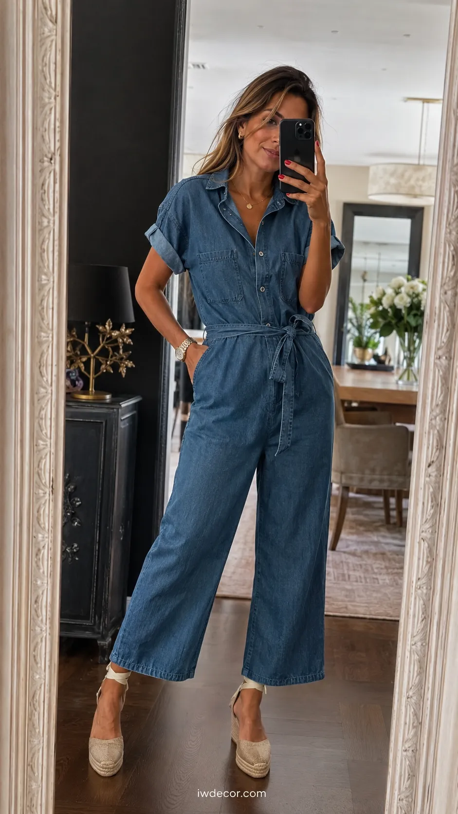 Denim Jumpsuit & Espadrilles