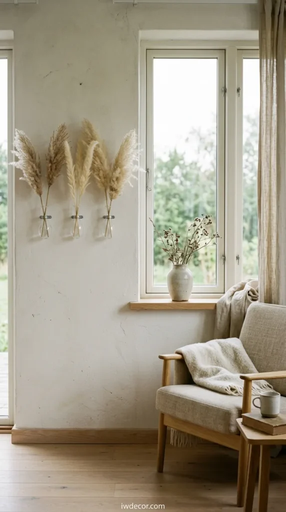 Dried Grasses and Pampas in Wall Vases