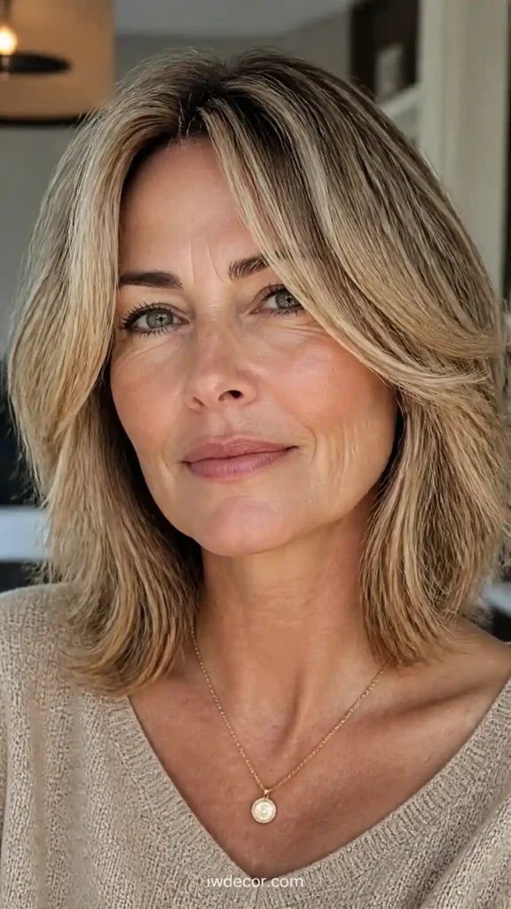 Effortless Curtain Layers with Sandy Blonde
