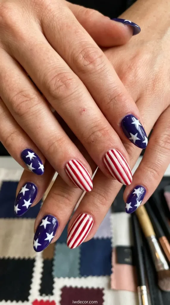 Elegant Almond Patriotic Hues