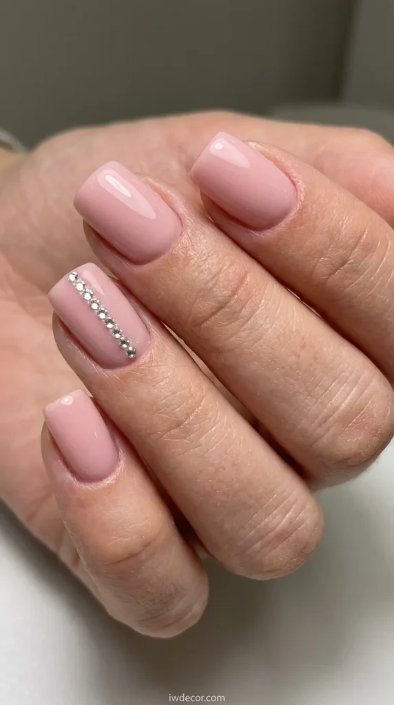 Elegant Blush Pink Square with Rhinestone Accent