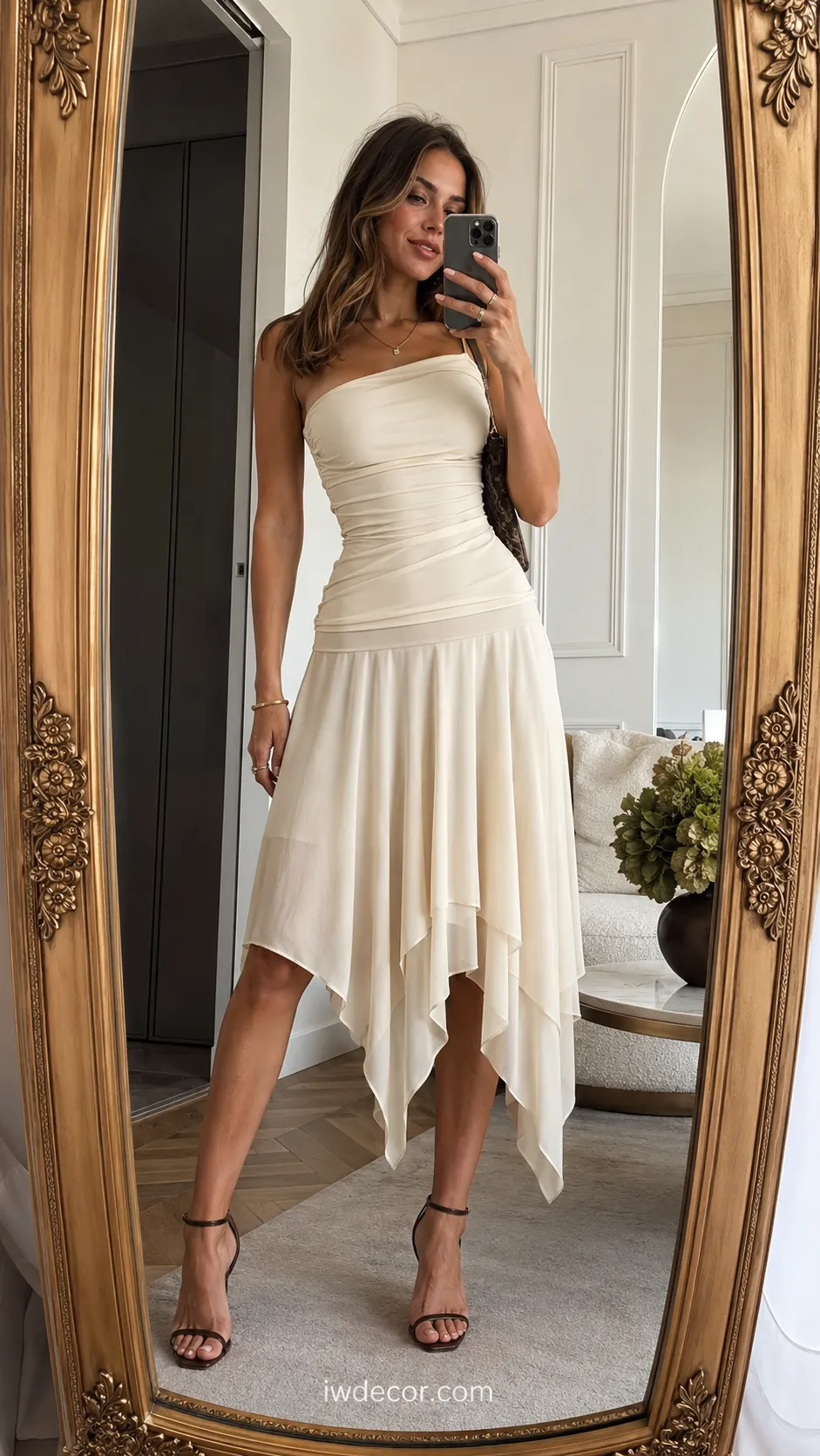 Elegant Ruched Top & Handkerchief Skirt