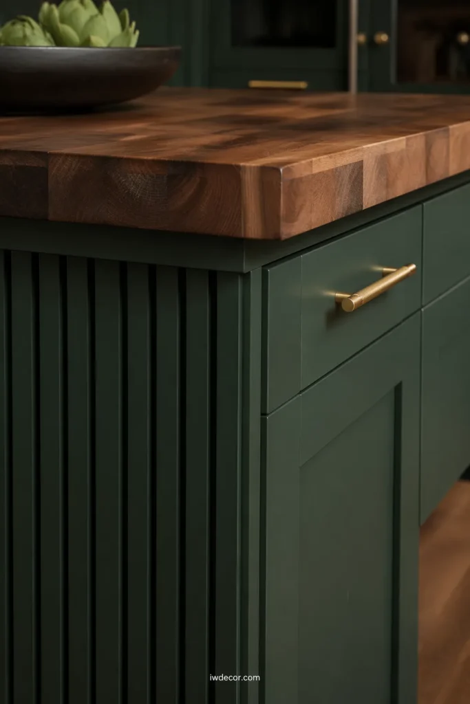 Emerald Green Island with Butcher Block Countertops