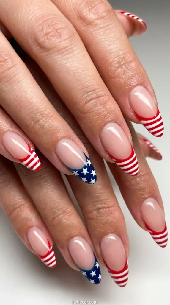 Extended Flag Stripe French Tips