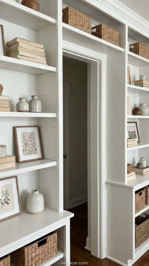 Faux Built-In Shelves with Bookshelves