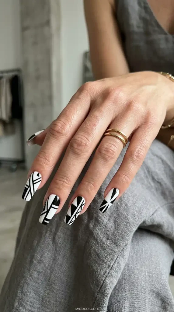 Geometric Coffin Nails