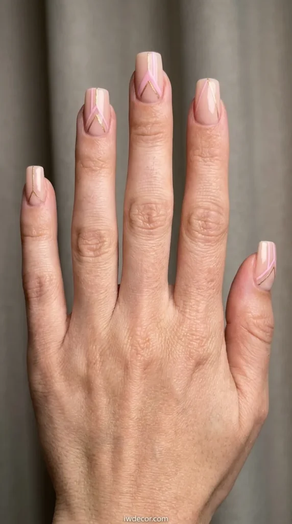 Geometric Pink and Gold Lines Square