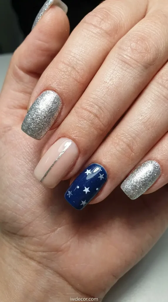 Glimmering Silver Stripe Sparkle