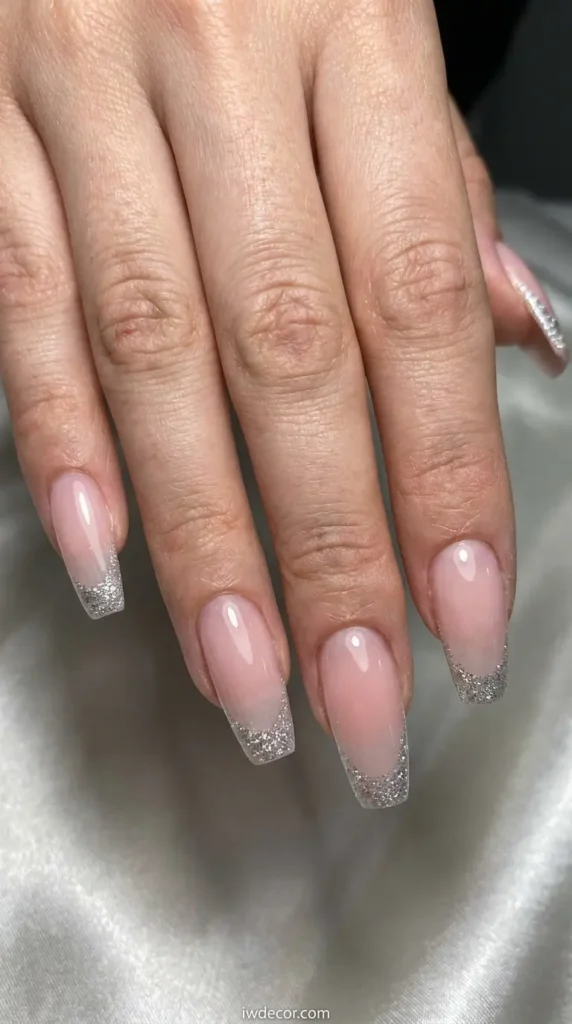 Glitter-Dusted French Manicures