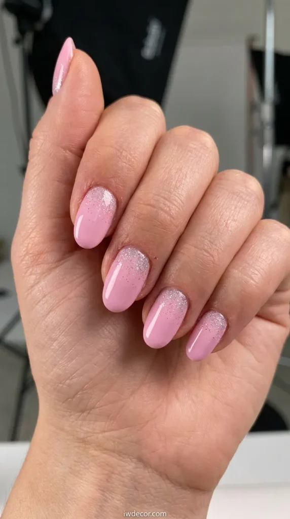 Glitter Fade on Pink Base