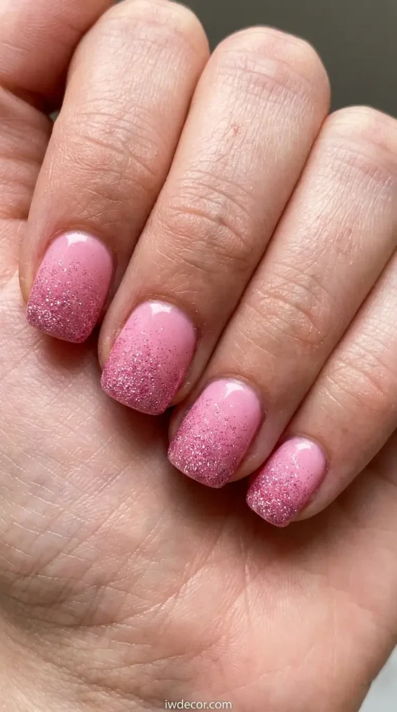 Glitter Ombré Pink Short Square