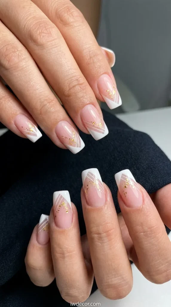 Glittering Geometric French Tips