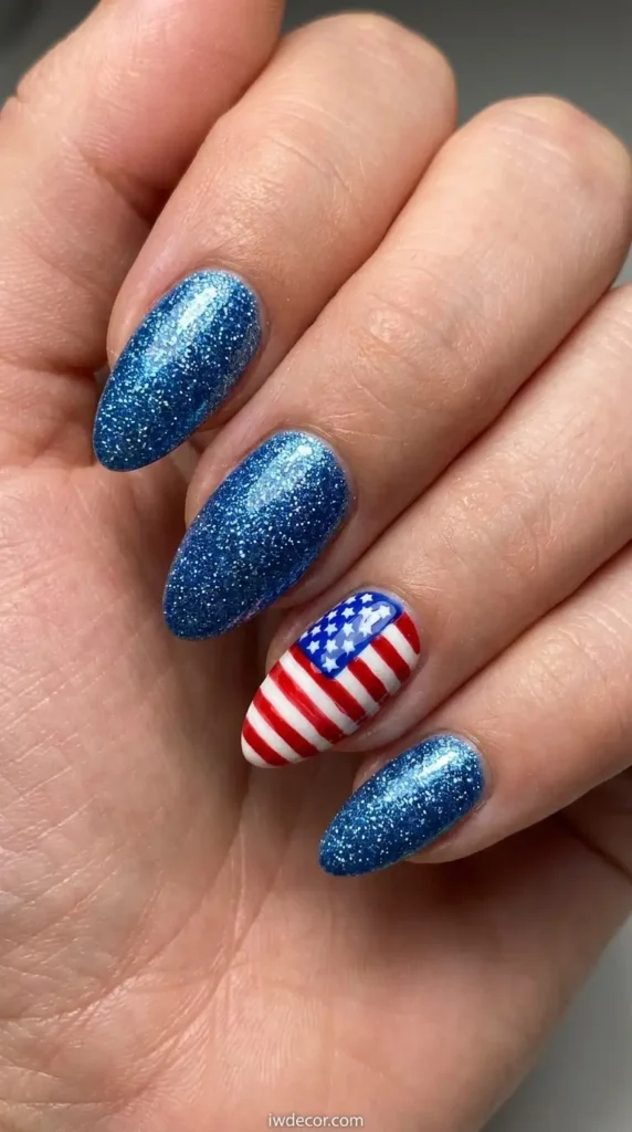 Glittery Almond Flag Accent